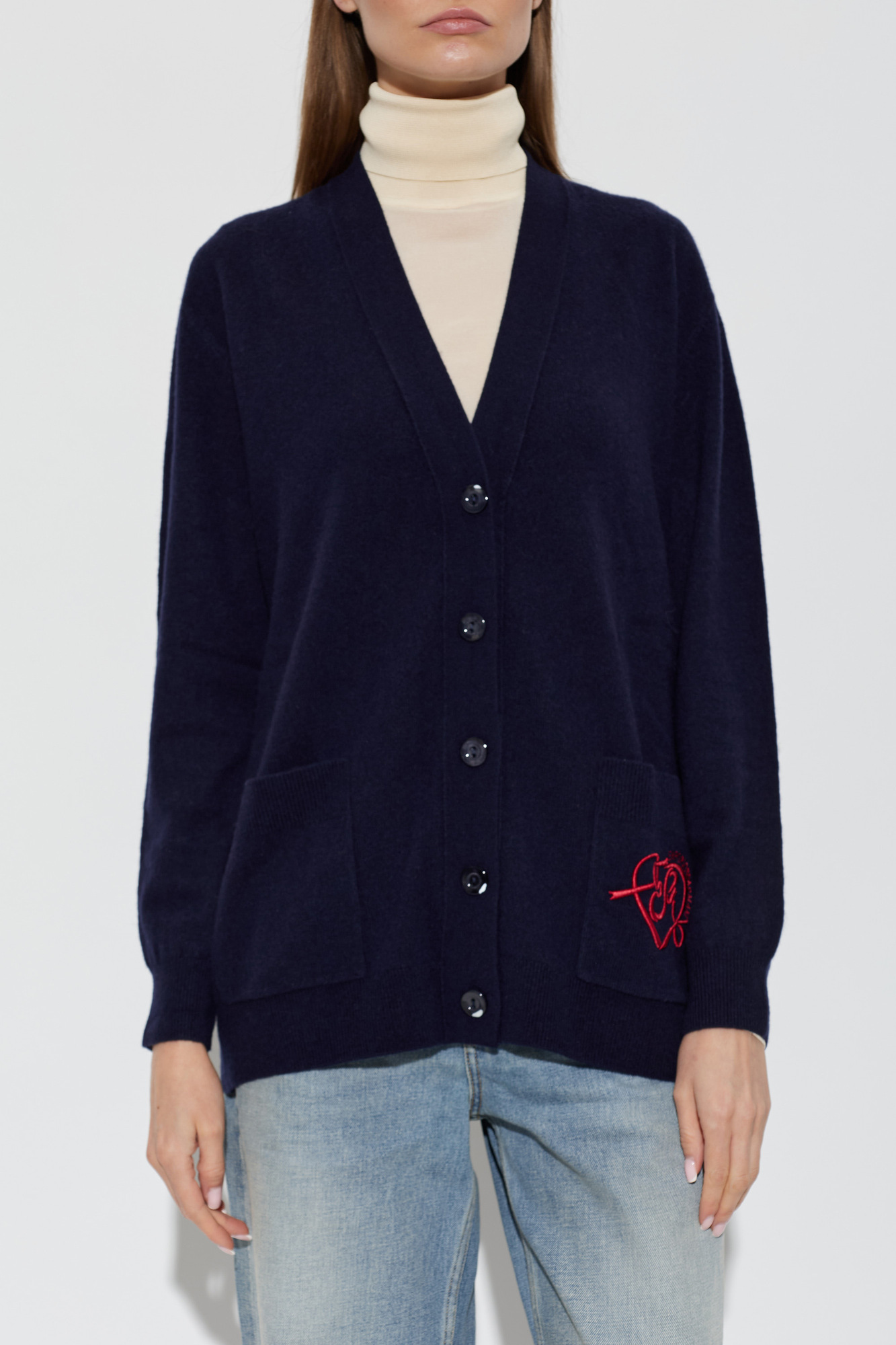 Navy blue Wool cardigan with pockets Emporio Armani - Vitkac